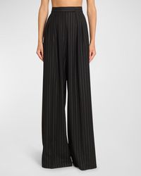 Alex Perry - High-Rise Metallic Pinstripe Pleated Wide-Leg Trousers - Lyst