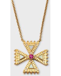 Harwell Godfrey - Diamond & Pink Sapphire Small Crux Cross Pendant Necklace - Lyst