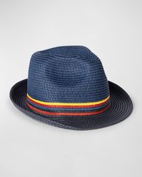 Paul Smith - Bright Stripe Straw Fedora Hat - Lyst