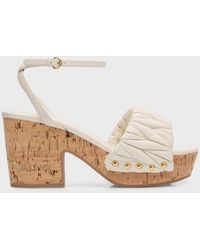 Miu Miu - Quilted Leather Ankle-Strap Platform Sandals - Lyst