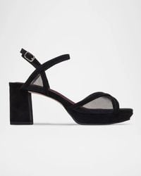 Bernardo - 70Mm Celeste Mesh Suede Platform Sandals - Lyst