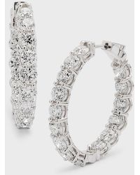Neiman Marcus - 18k White Gold Diamond Hoop Earrings, 9.60tcw - Lyst