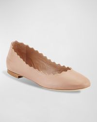 Chloé - Lauren Scalloped Leather Ballet Flats - Lyst