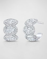 Rahaminov Diamonds - 18k White Gold 6 Oval Diamond And Halo Huggie Earrings - Lyst