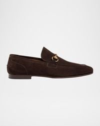 Gucci - Apos;S Jordaan Suede Bit Loafers - Lyst