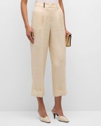Peserico - Pleated High-Rise Cropped Pants - Lyst