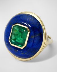 Retrouvai - One-Of-A-Kind Lollipop Emerald & Lapis Lazuli Ring - Lyst