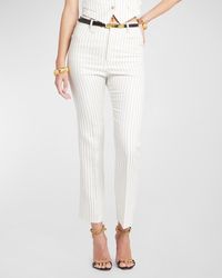 Tom Ford - Mid-Rise Pinstripe Straight-Leg Ankle Tailored Pants - Lyst