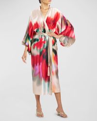 Natori - Melisande Printed Kimono-sleeve Silk Robe - Lyst