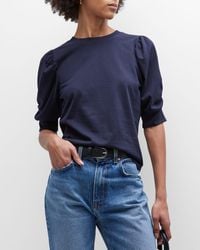 FRAME - Frankie Ruched Puff Sleeve Tee - Lyst
