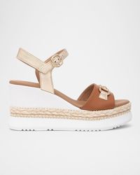 Nero Giardini - Leather Horsebit Roped Platform Wedge Sandals - Lyst