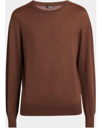 Kiton - Long-Sleeve Cashmere-Silk Crewneck Sweater - Lyst