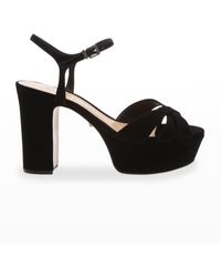 SCHUTZ SHOES - Keefa Nubuck Ankle-strap Platform Sandals - Lyst