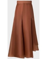 Akris - Asymmetric Pleated Silk Organza Flared Midi Skirt - Lyst