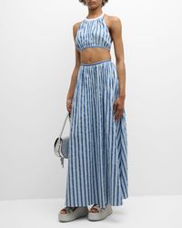 Chloé - X High Summer Striped Poplin Maxi Dress With Cutout Detail - Lyst