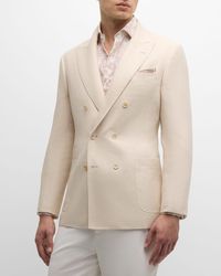 Brunello Cucinelli - Linen, Wool And Silk Double-Breasted Sport Coat - Lyst