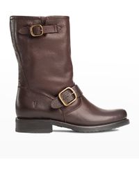 Frye - Veronica Leather Buckle Short Moto Boots - Lyst