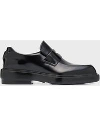 Prada - Leather Square-Toe Penny Loafers - Lyst