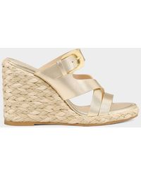 Stuart Weitzman - 105Mm Sai Metallic Leather Espadrille Wedges - Lyst
