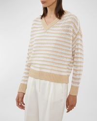 Peserico - Striped Sequined Knit Sweater - Lyst