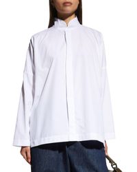 Eskandar - Wide Longer-Back Double Stand Collar Shirt (Mid Plus Length) - Lyst