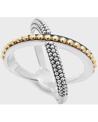 Lagos - Sterling Silver & 18k Infinity Crossover Ring - Lyst