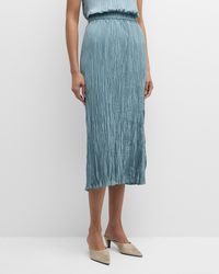 Eileen Fisher - Crinkled Pleated Straight Midi Skirt - Lyst