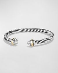 David Yurman - Cable Bracelet With Diamonds And 14k Gold In Silver, 5mm - Lyst
