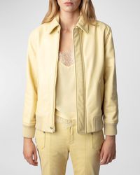 Zadig & Voltaire - Kaia Grained Leather Bomber Jacket - Lyst