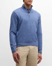 FIORONI CASHMERE - Cashmere-Linen Melange Quarter-Zip Sweater - Lyst