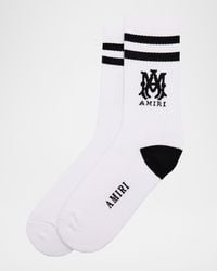 Amiri - Apos;S Ma Double-Stripe Ribbed Crew Socks - Lyst