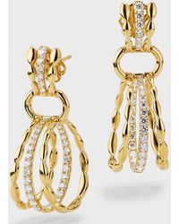 Etho Maria - 18k Yellow Gold Hoop Drop Earrings With Diamonds - Lyst