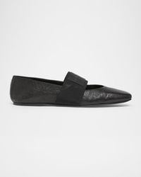Givenchy - Sliced Square Textured Leather Square-Toe Ballerina Flats - Lyst