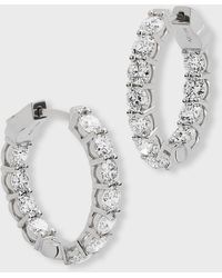 Neiman Marcus - 18k White Gold Diamond Small Hoop Earrings - Lyst