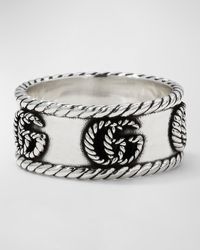 Gucci - Silver Textured Double G Ring - Lyst