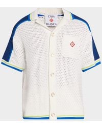 CASABLANCA - Apos;S Crochet Stripe-Trim Short-Sleeve Shirt - Lyst