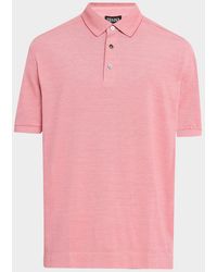 ZEGNA - Melange Cotton And Silk Polo Shirt - Lyst