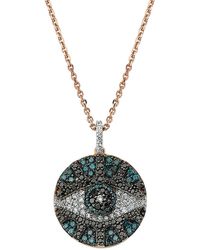 BeeGoddess - Eye Light Pave Diamond Disc Pendant Necklace - Lyst