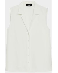 Theory - Sleeveless Silk Camp Blouse - Lyst
