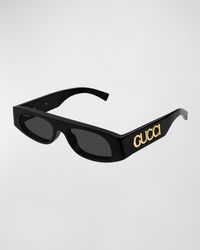 Gucci - Logo Acetate Rectangle Sunglasses - Lyst