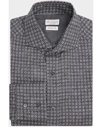 Brunello Cucinelli - Apos;S Cotton Geometric Medallion Slim-Fit Button-Down Shirt - Lyst