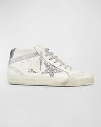 Golden Goose - Mid Star Classic Glitter Leather Sneakers - Lyst