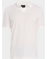 Emporio Armani - Chain Stitch Jacquard Knit Polo Shirt - Lyst