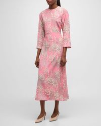 BERNADETTE - Harry Floral-print 3/4-sleeve Silk Midi Dress - Lyst