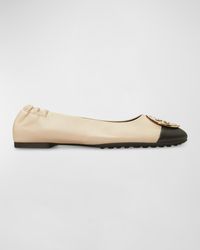 Tory Burch - Claire Cap-toe Leather Medallion Ballerina Flats - Lyst
