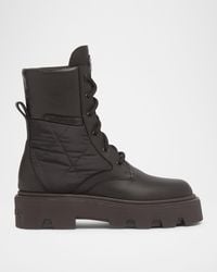 Moncler - Aurea Quilted-Inset Leather Ankle Boots - Lyst