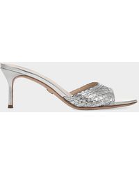 Veronica Beard - 65Mm Tia Lattice Raffia Mid-Heel Sandals - Lyst