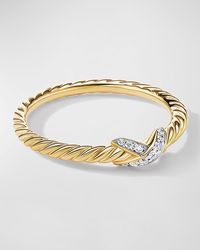 David Yurman - Petite X Ring With Diamonds In 18k Yellow Gold, Size 7 - Lyst