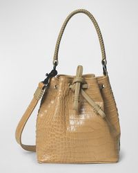 Callista - Micro Croc-Embossed Drawstring Bucket Bag - Lyst