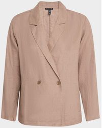 Eileen Fisher - Double-Breasted Organic Linen Blazer - Lyst